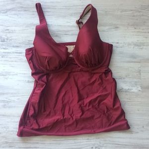 Burgundy Cacique 36DD swim tankini